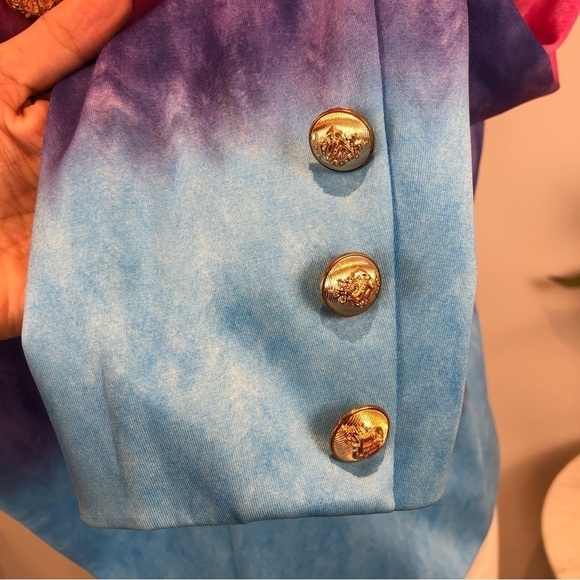 Colorful Rainbow tie dye double breasted blazer XS - Picture 8 of 12